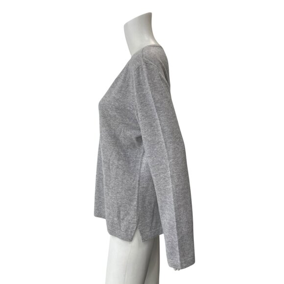 $595 St. John Gray Cashmere Cut-Out V-Neck Pullover size XL - Picture 7 of 9